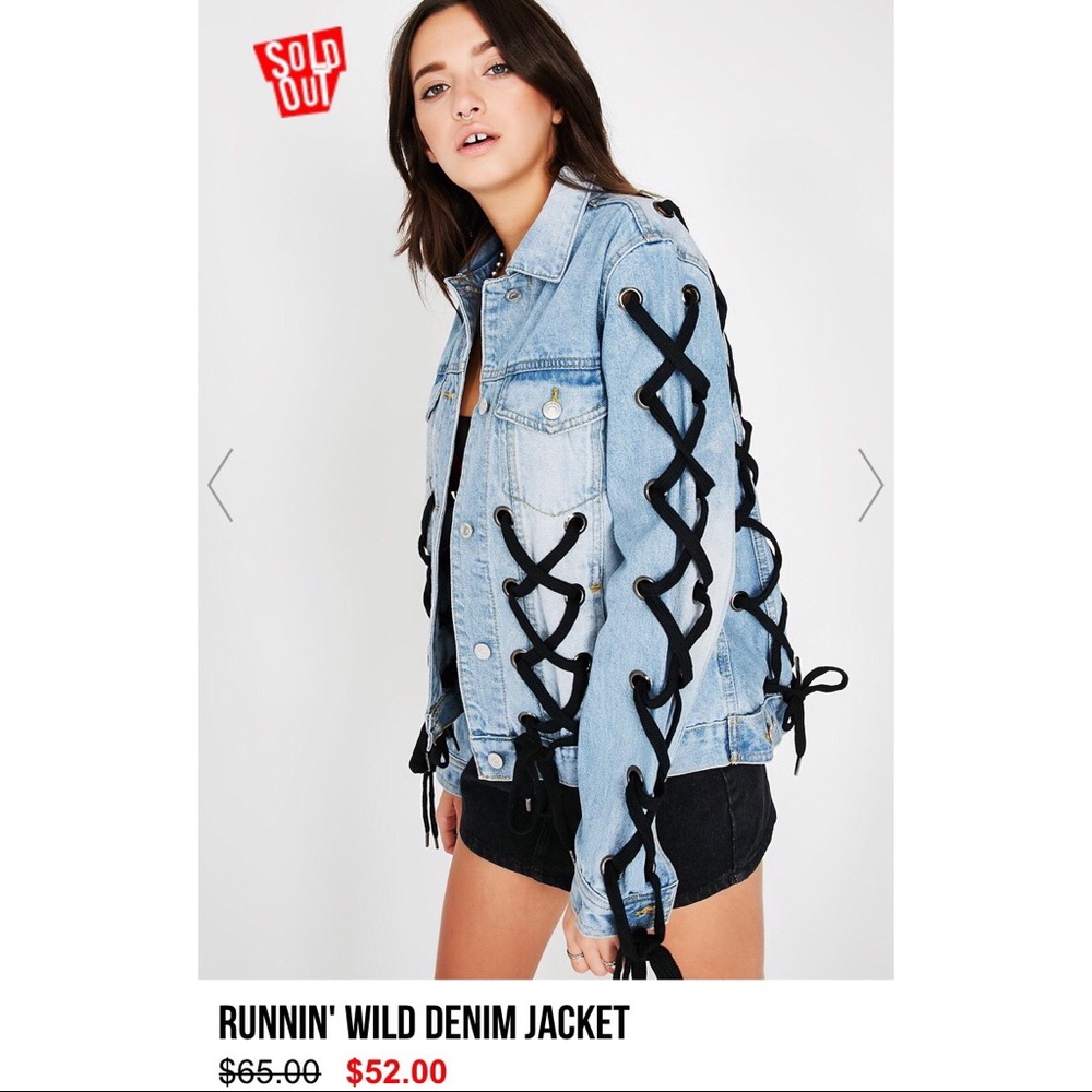 NWT Dollskill Lace Up Denim Trucker Jacket S/M